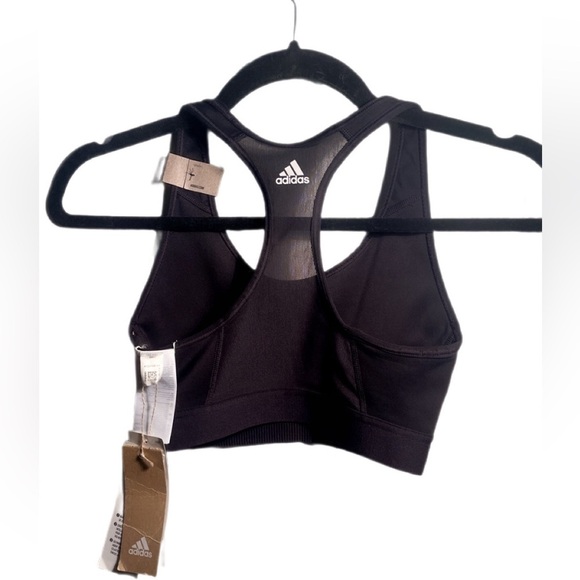 NWT Adidas race back bra Athleisure Trendy Black Yoga Stretch Compression top XS - Picture 3 of 3